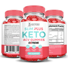 Load image into Gallery viewer, All sides of the bottle for the 2 x Stronger Slim Plus Keto ACV Gummies Extreme 2000mg