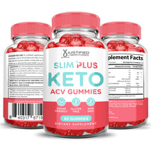Cargar imagen en el visor de la Galería, all sides of the bottle of Slim Plus Keto ACV Gummies 1000MG