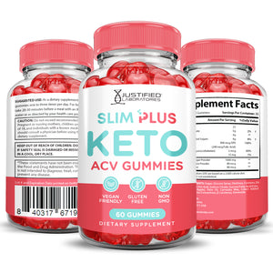 all sides of the bottle of Slim Plus Keto ACV Gummies 1000MG