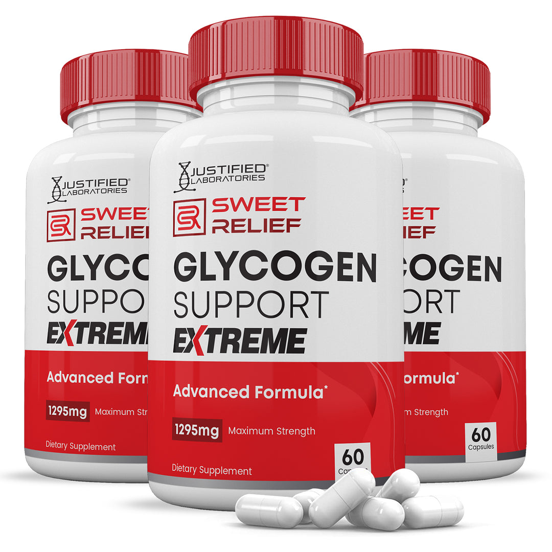 3 bottles of Sweet Relief Glycogen Extreme Advanced Formula 1295MG