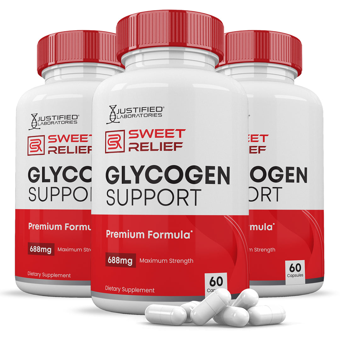 3 bottles Sweet Relief Glycogen Premium Formula 688 MG