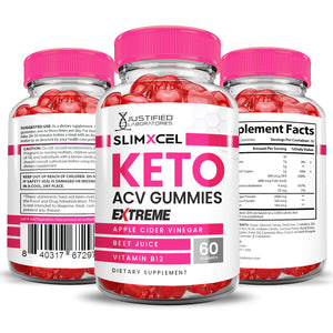 All sides of the bottle of 2 x Stronger SlimXcel Keto ACV Gummies Extreme 2000mg