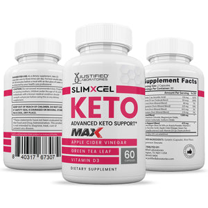 All sides of bottle of the SlimXcel Keto ACV Max Pills 1675MG