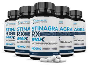 5 bottles of Stinagra RX Max Men’s Health Supplement 1600mg 