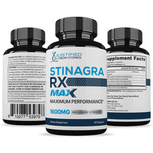 Cargar imagen en el visor de la Galería, All sides of bottle of the Stinagra RX Max Men’s Health Supplement 1600mg