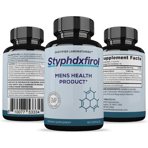 All sides of bottle of the Styphdxfirol Men’s Health Supplement 1484mg