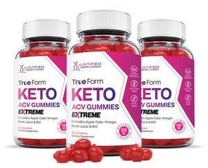3 bottles of 2 X Stronger Extreme True Form Keto ACV Gummies 2000mg