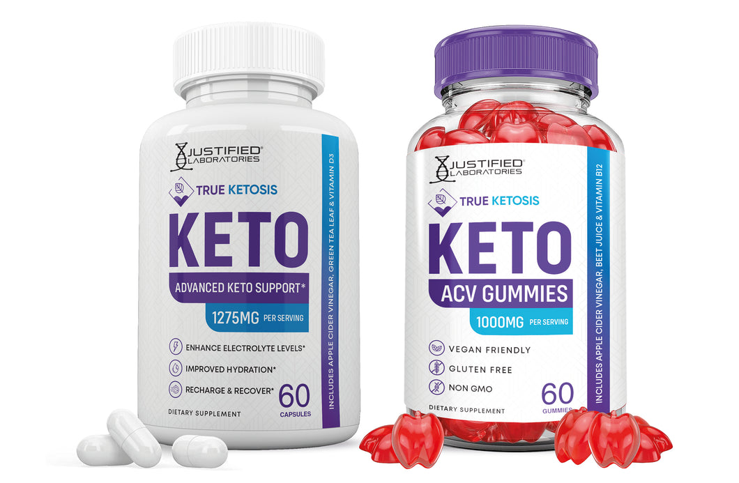 Front facing image of  True Ketosis Keto ACV Gummies + Pills Bundle