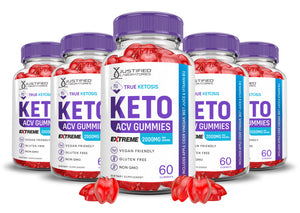 5 bottles of 2 x Stronger True Ketosis Keto ACV Gummies Extreme 2000mg