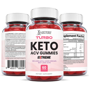 All sides of the bottle of the 2 x Stronger Extreme Turbo Keto ACV Gummies 2000mg