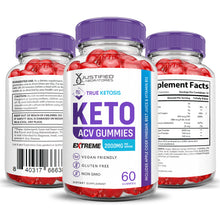 Cargar imagen en el visor de la Galería, All sides of bottle of the 2 x Stronger True Ketosis Keto ACV Gummies Extreme 2000mg