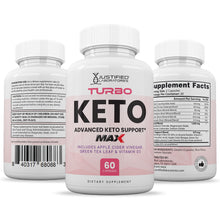 Cargar imagen en el visor de la Galería, All sides of bottle of the Turbo Keto ACV Max Pills 1675MG