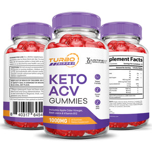 Turbo Ripped Keto ACV Gummies 1000MG 3 Sides of Bottle