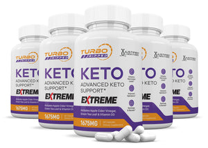 Turbo Ripped Keto ACV Extreme Pills 1675MG 5 Bottles