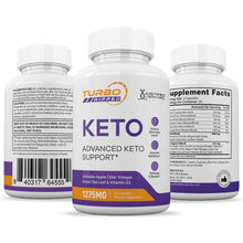 Load image into Gallery viewer, Turbo Ripped Keto ACV Pills 1275MG 3 Sides of Bottle