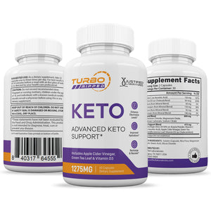 Turbo Ripped Keto ACV Pills 1275MG 3 Sides of Bottle