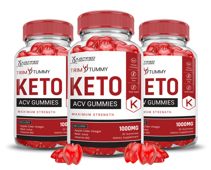 3 bottles Trim Tummy Keto ACV Gummies 1000MG