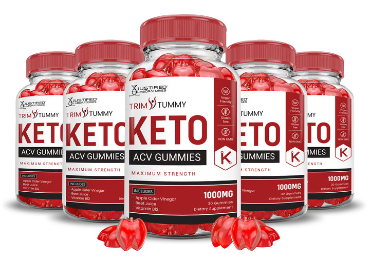 5 bottles Trim Tummy Keto ACV Gummies 1000MG