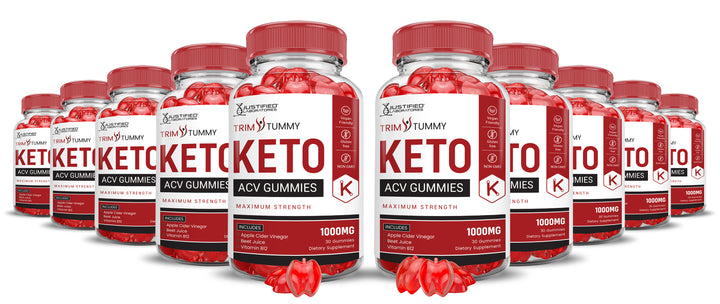10 bottles Trim Tummy Keto ACV Gummies 1000MG