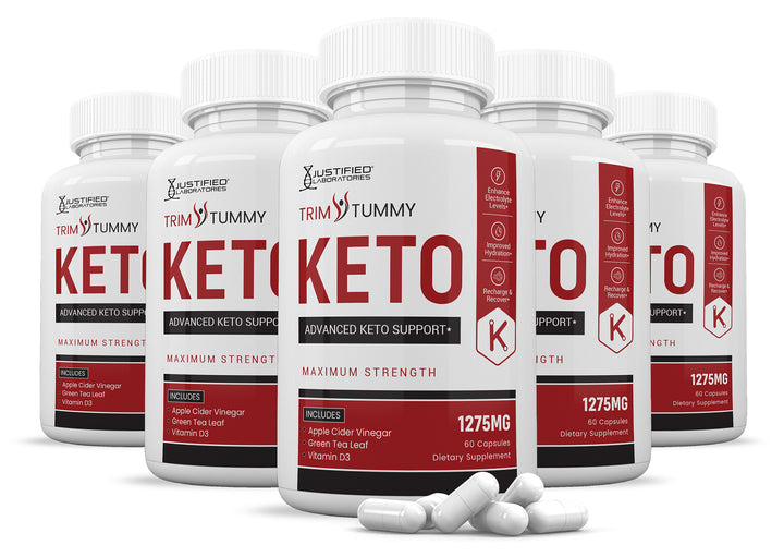 5 Bottles of Trim Tummy Keto ACV Pills 1275MG