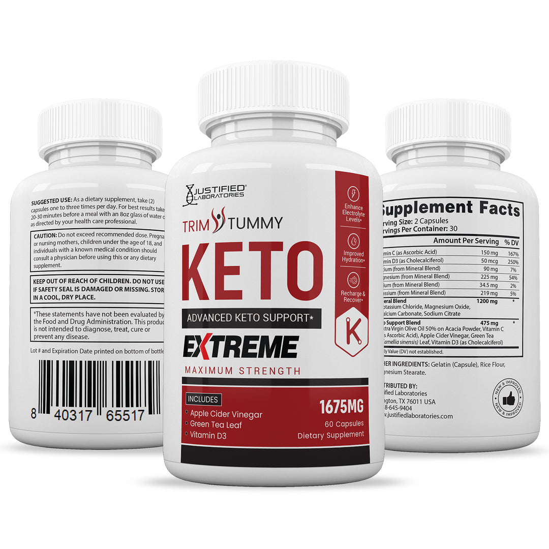 3 Side of bottle of Trim Tummy Keto ACV Extreme Pills 1675MG