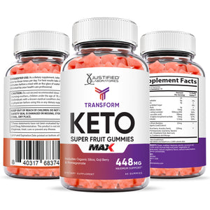All sides of bottle of the Transform Keto Max Gummies