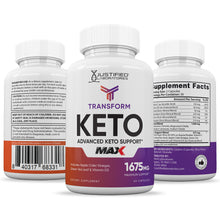 Load image into Gallery viewer, All sides of bottle of the Transform Keto ACV Max Pills 1675MG