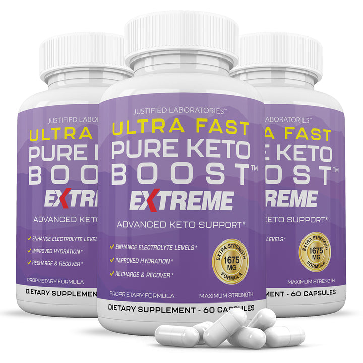 3 Bottles of Ultra Fast Pure Keto Boost Keto ACV Extreme Pills 1675MG