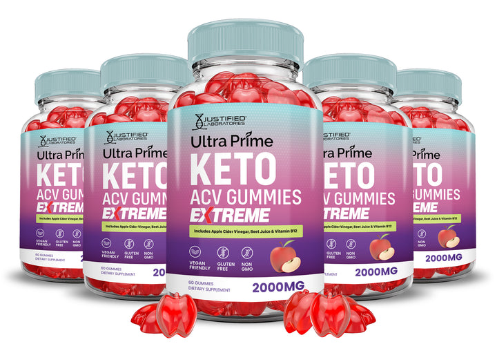 5 Bottles 2 x Stronger Ultra Prime Keto ACV Gummies Extreme 2000MG