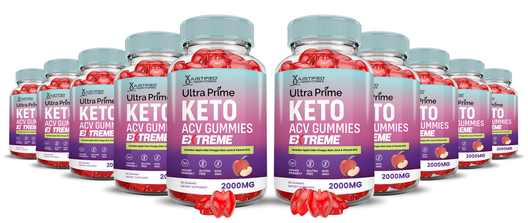 10 Bottles 2 x Stronger Ultra Prime Keto ACV Gummies Extreme 2000MG
