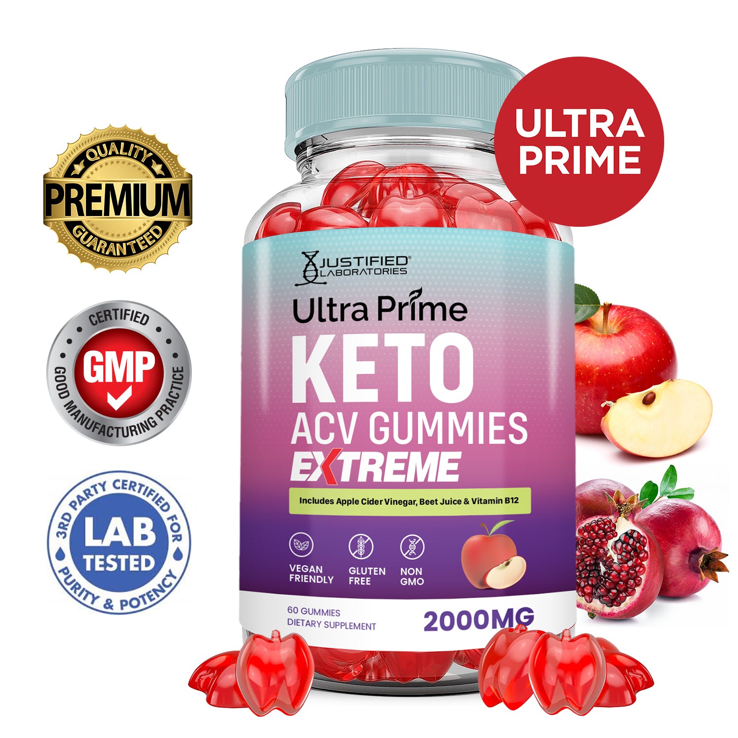 2 x Stronger Ultra Prime Keto ACV Gummies Extreme 2000MG
