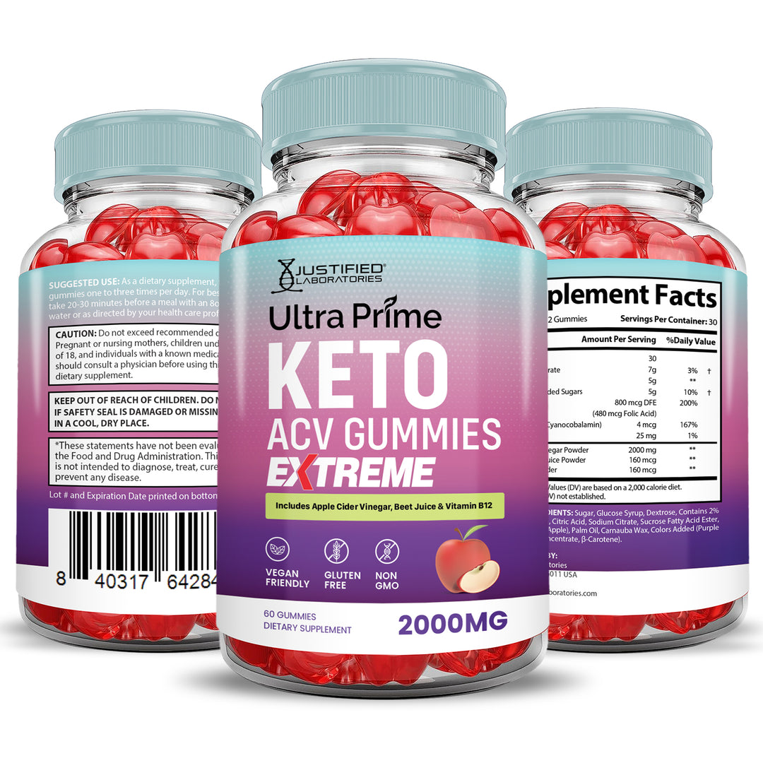 2 x Stronger Ultra Prime Keto ACV Gummies Extreme 2000MG
