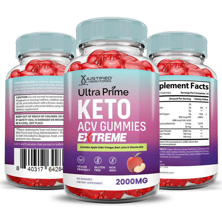 2 x Stronger Ultra Prime Keto ACV Gummies Extreme 2000MG