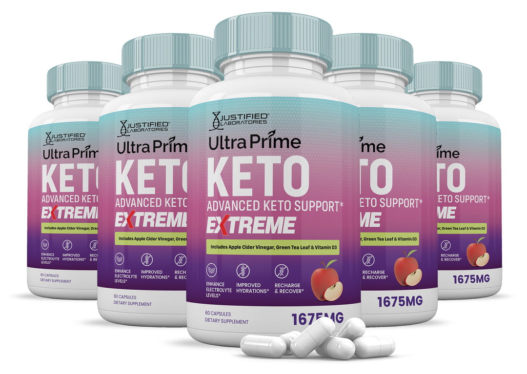 5 Bottles Ultra Prime Keto ACV Extreme Pills 1675MG