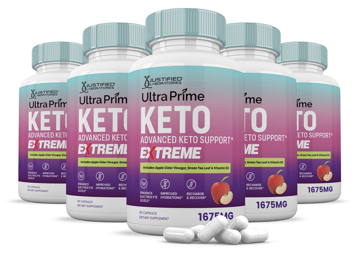 5 Bottles Ultra Prime Keto ACV Extreme Pills 1675MG