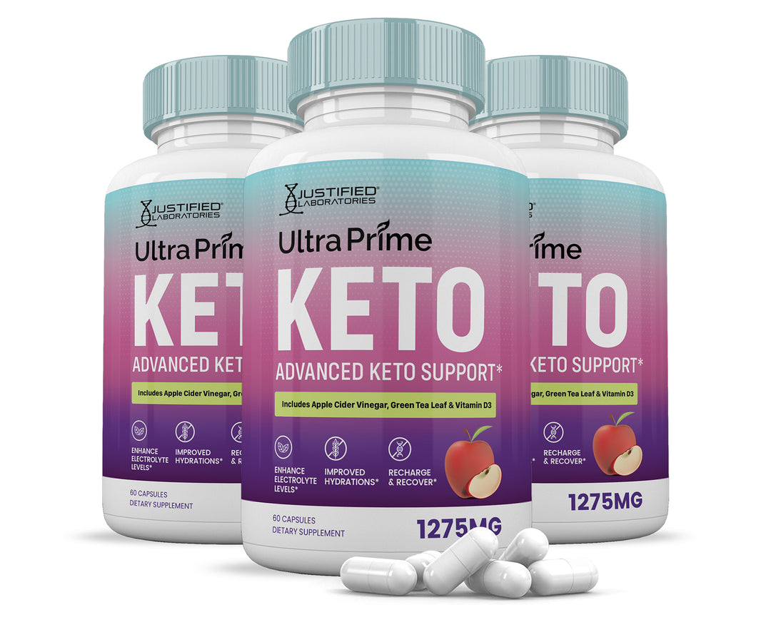 3 Bottles Ultra Prime Keto ACV Pills 1275MG