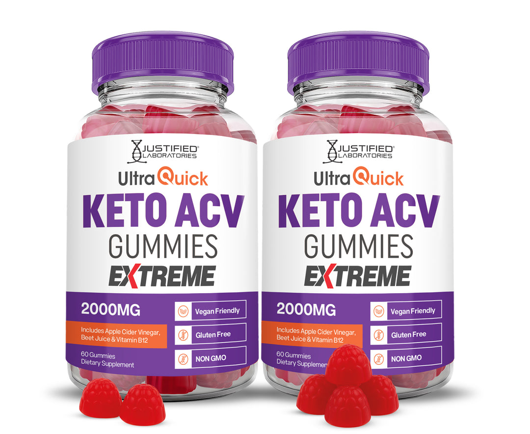 2 Bottles 2 x Stronger Ultra Quick Keto ACV Gummies Extreme 2000mg