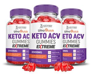 3 bottles Ultra Quick Keto ACV Gummies Extreme 2000mg