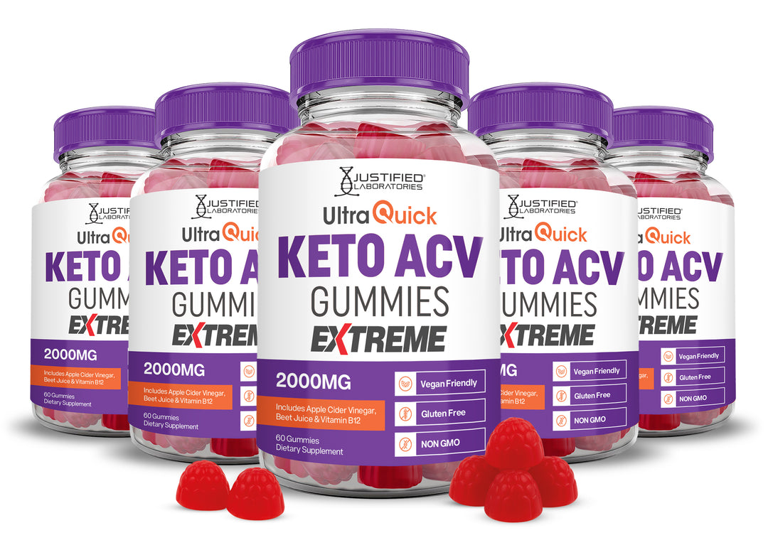5 Bottles Ultra Quick Keto ACV Gummies Extreme 2000mg