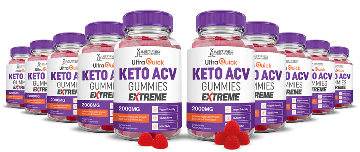 10 Bottles Ultra Quick Keto ACV Gummies Extreme 2000mg