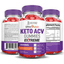 Laden Sie das Bild in den Galerie-Viewer, 3 Sided of Bottle of Ultra Quick Keto ACV Gummies Extreme 2000mg