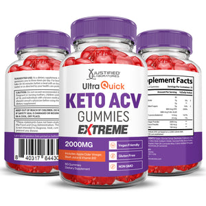 3 Sided of Bottle of Ultra Quick Keto ACV Gummies Extreme 2000mg