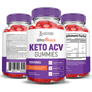 3 Sided of Bottle of Ultra Quick Keto ACV Gummies 1000MG