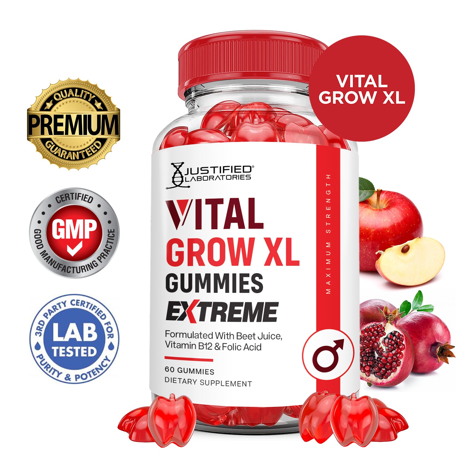 2 x Stronger Vital Grow XL Extreme Performance Gummies 2000MG