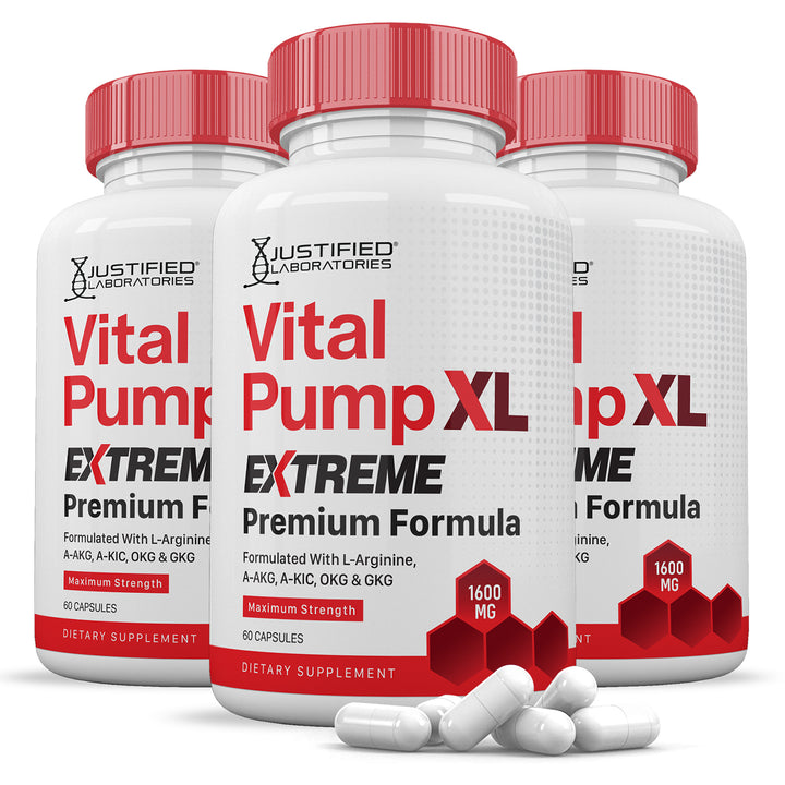 3 Bottles Vital Pump XL Extreme Men's Health Premium Formula 1600MG