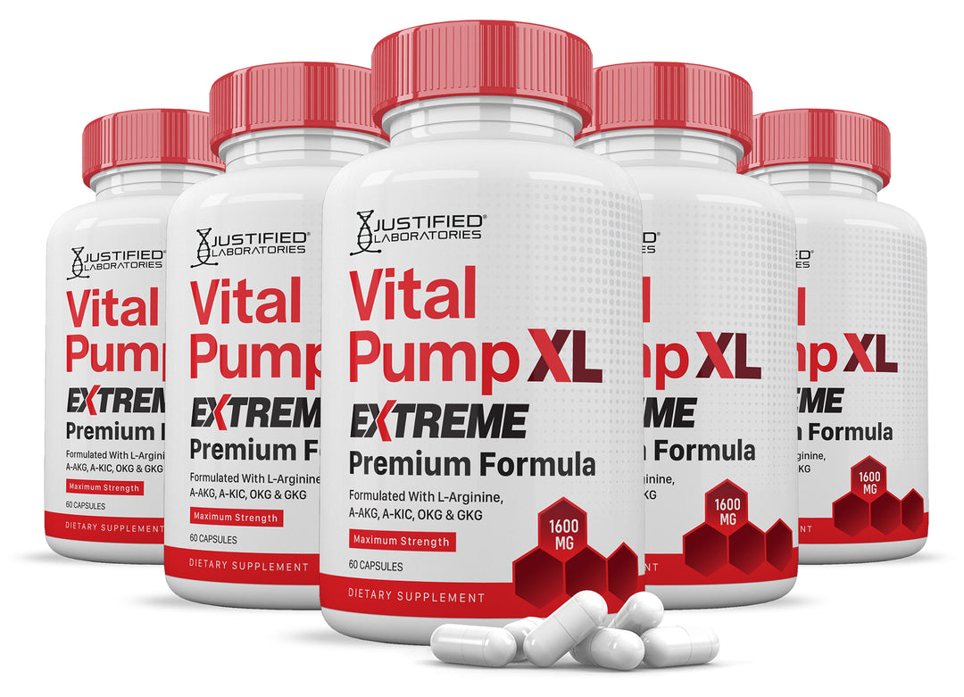 5 Bottles Vital Pump XL Extreme Men's Health Premium Formula 1600MG