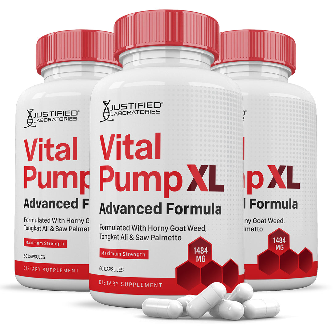3 Bottles Vital Pump XL Men's Health Advanced Formula 1484mg