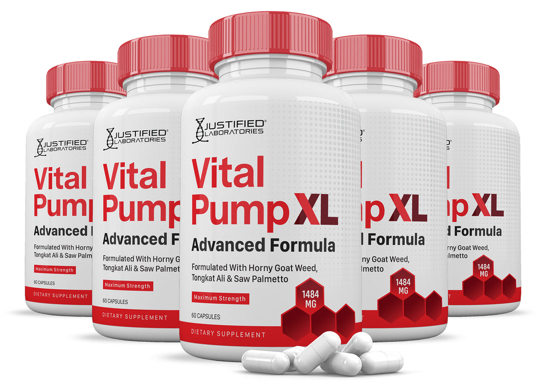 5 Bottles Vital Pump XL Men's Health Advanced Formula 1484mg