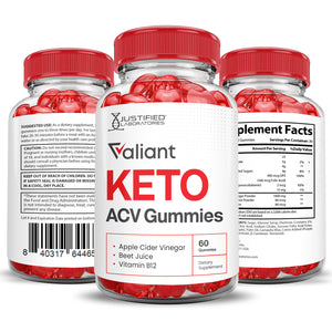 3 Sided of Bottle of Valiant Keto ACV Gummies 1000MG