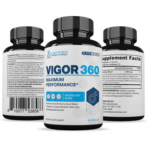 All sides of bottle of the Vigor 360 Men’s Health Formula 1484MG